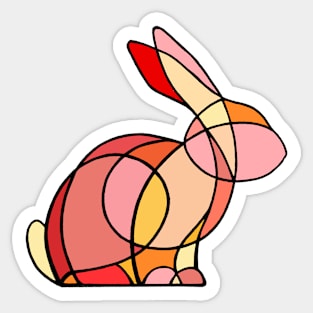 Red stained glass rabbit Sticker